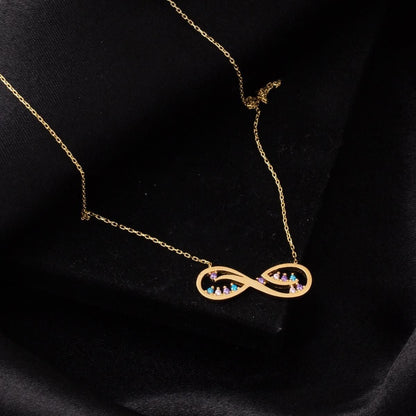 14K Yellow Gold Colored Infinity Cubic Zirconia Necklace