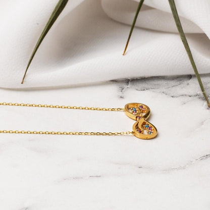 14K Yellow Gold Colored Infinity Cubic Zirconia Necklace