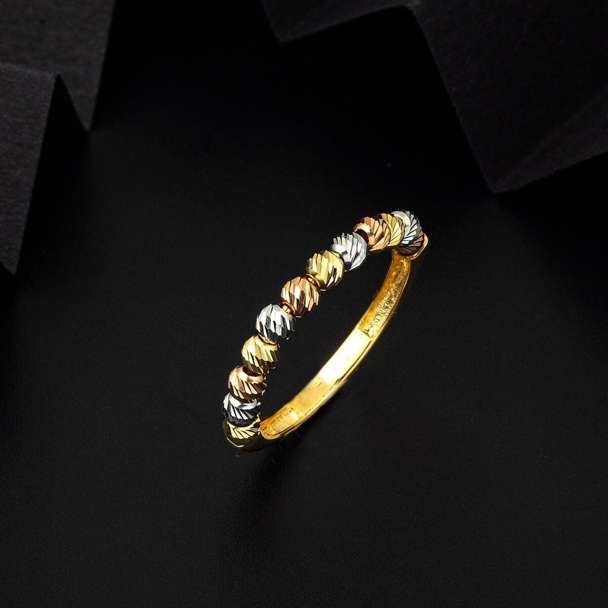 14K Yellow Gold Colored Bead Ring