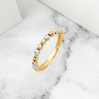 14K Yellow Gold Colored Bead Ring