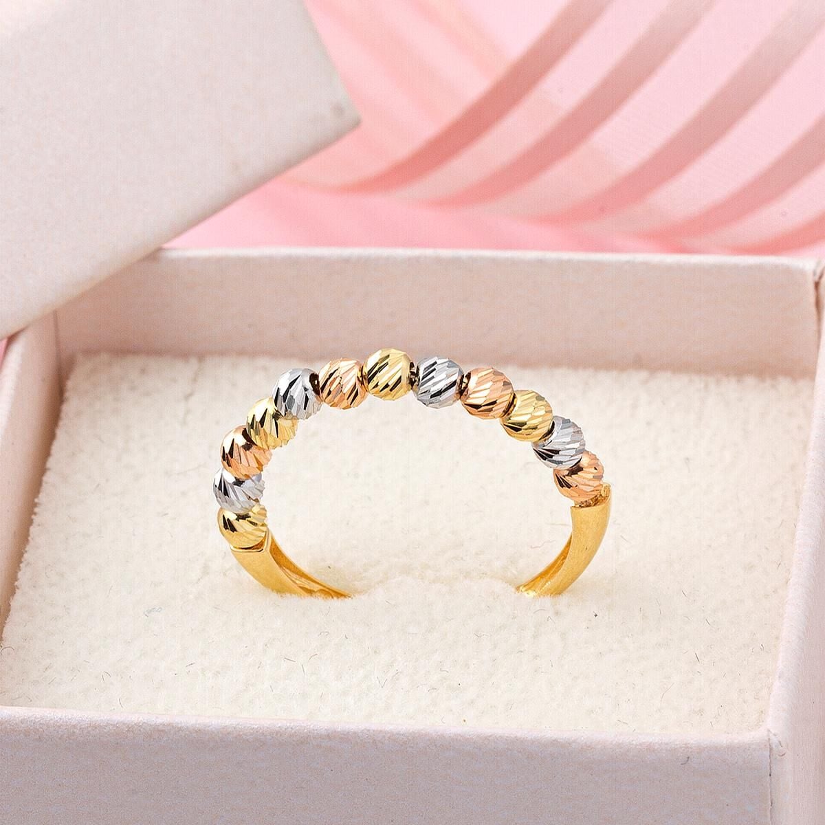 14K Yellow Gold Colored Bead Ring