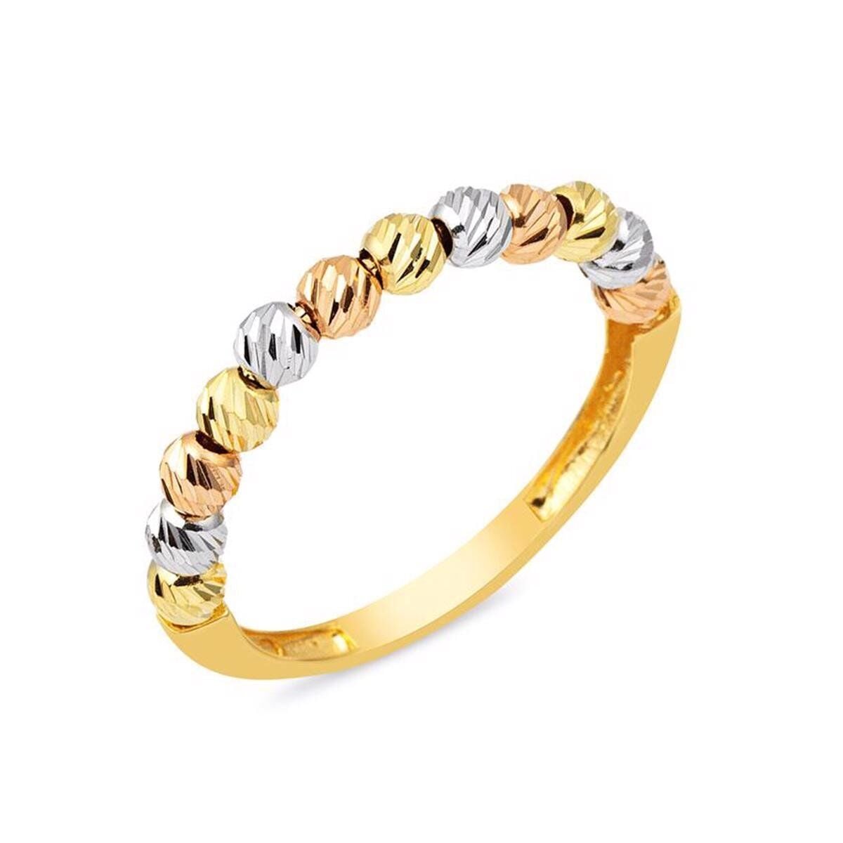 14K Yellow Gold Colored Bead Ring