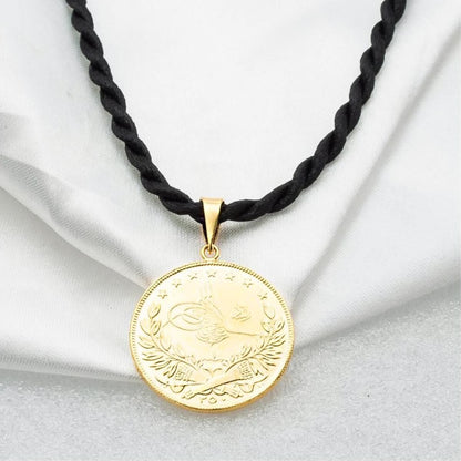 22K Yellow Gold Ottoman Resat Coin 2.5 Pendant