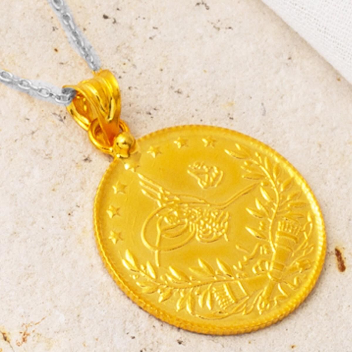 22K Yellow Gold Ottoman Resat Coin 2.5 Pendant