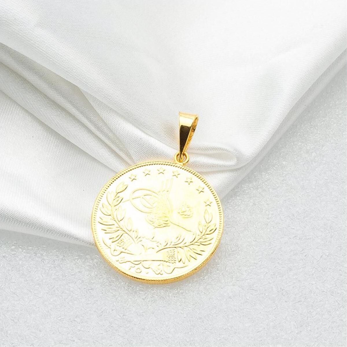 22K Yellow Gold Ottoman Resat Coin 2.5 Pendant