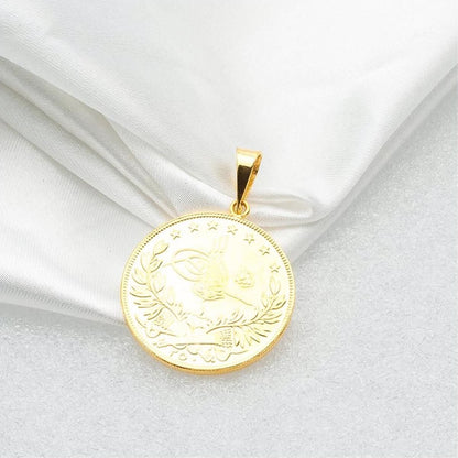 22K Yellow Gold Ottoman Resat Coin 2.5 Pendant