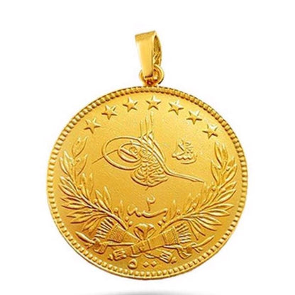 22K Yellow Gold Ottoman Resat Coin 2.5 Pendant