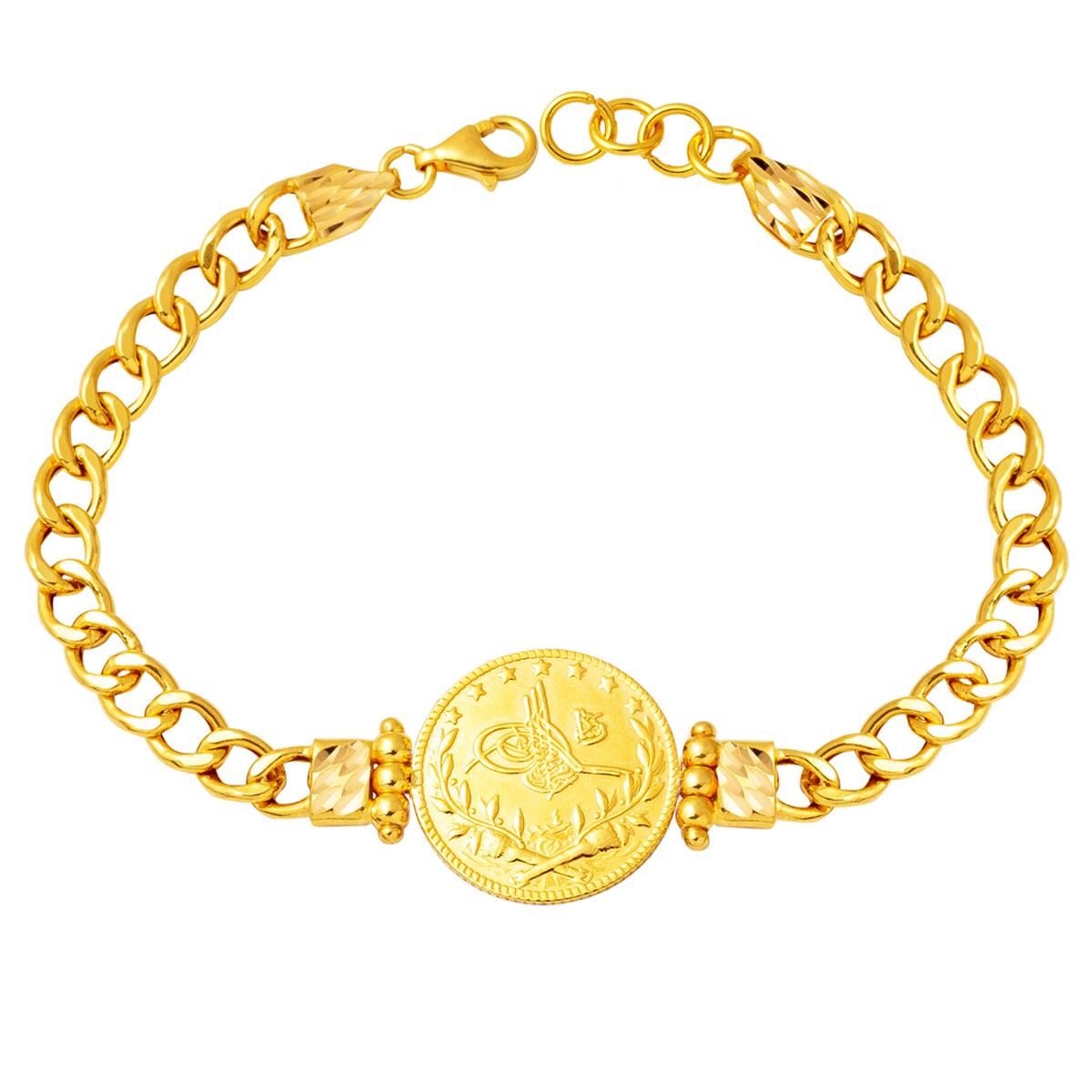 22K Yellow Gold Ottoman Resat Coin Bracelet (14.4 g)
