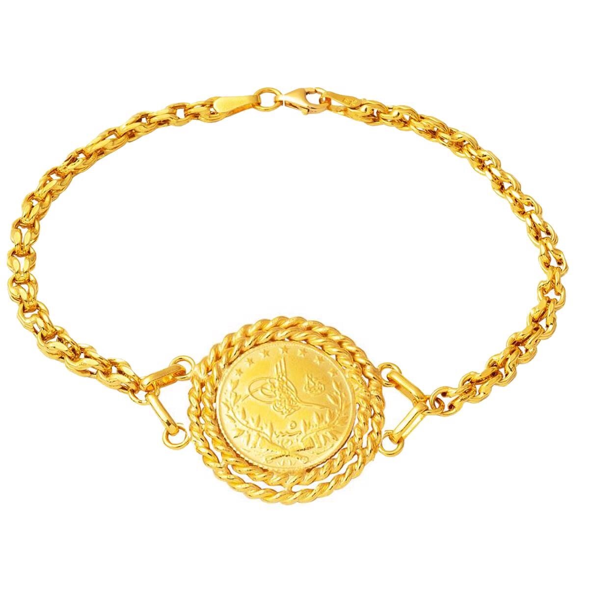 22K Yellow Gold Ottoman Resat Coin Bracelet (17 g)