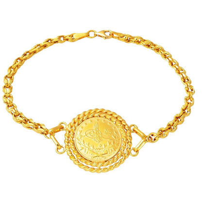 22K Yellow Gold Ottoman Resat Coin Bracelet (17 g)