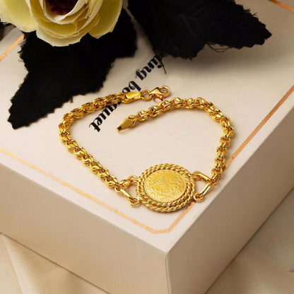 22K Yellow Gold Ottoman Resat Coin Bracelet (17 g)