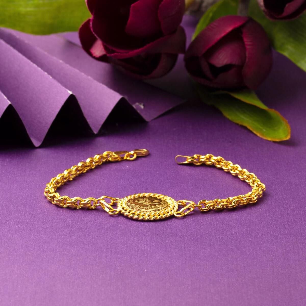 22K Yellow Gold Ottoman Resat Coin Bracelet (17 g)