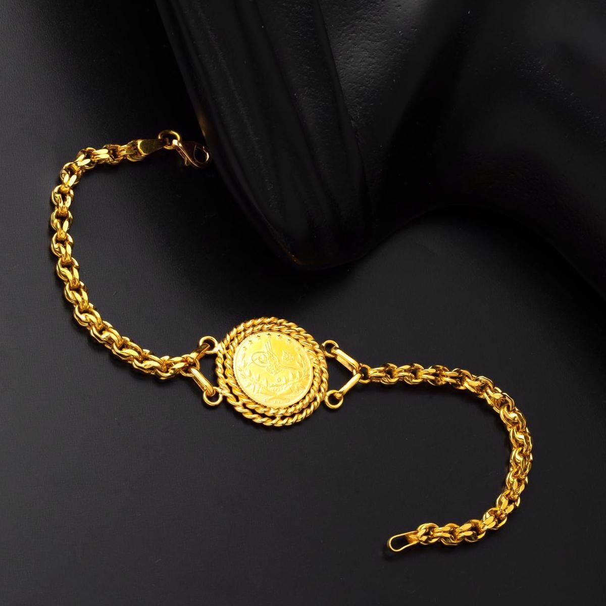 22K Yellow Gold Ottoman Resat Coin Bracelet (17 g)