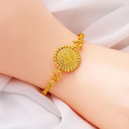 22K Yellow Gold Ottoman Resat Coin Quarter Coin Bracelet (10.86 g)