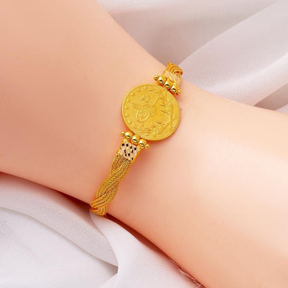 22K Yellow Gold Ottoman Resat Coin Quarter Coin Bracelet