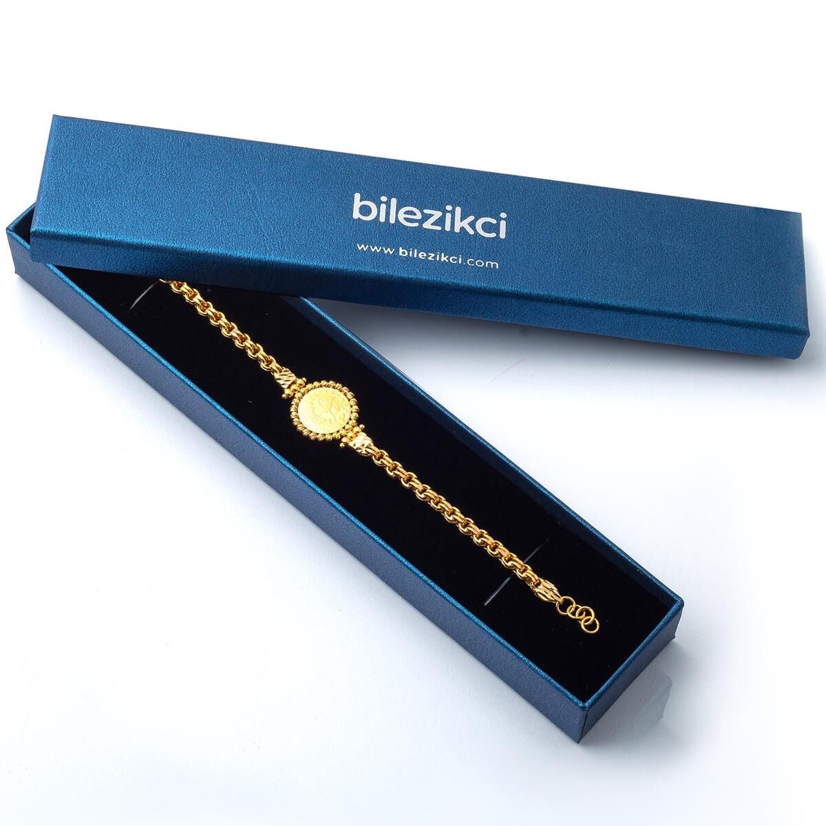 22K Yellow Gold Half Ottoman Resat Coin Bracelet (13 g)
