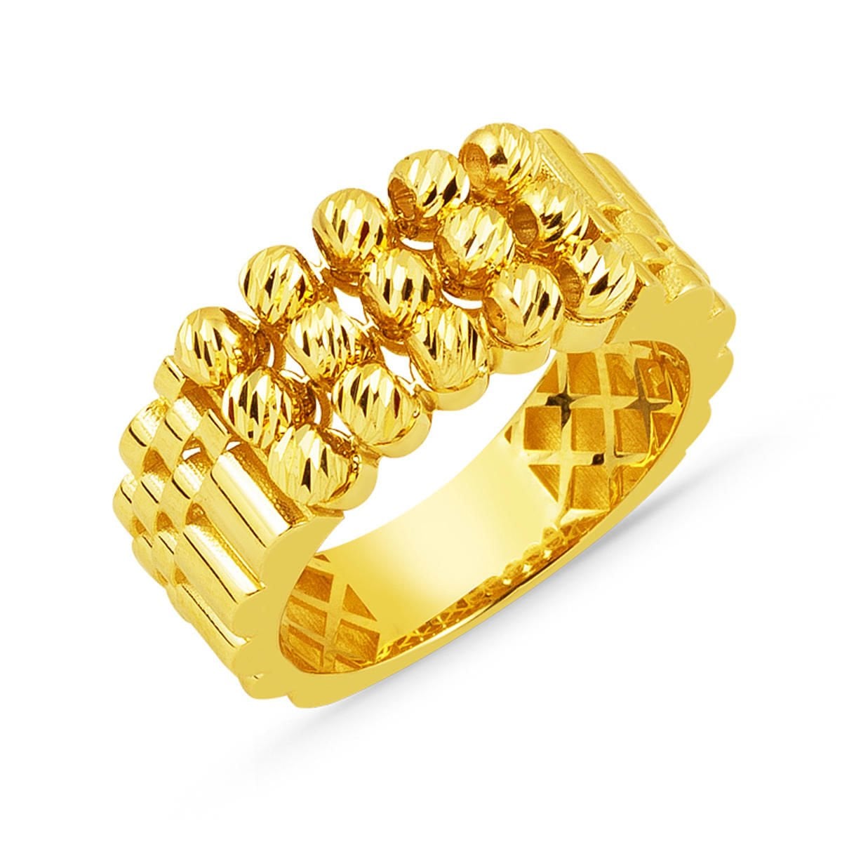 14K Yellow Gold Designer Inspired Gold Bead Ring