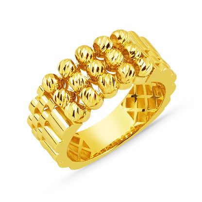 14K Yellow Gold Designer Inspired Gold Bead Ring