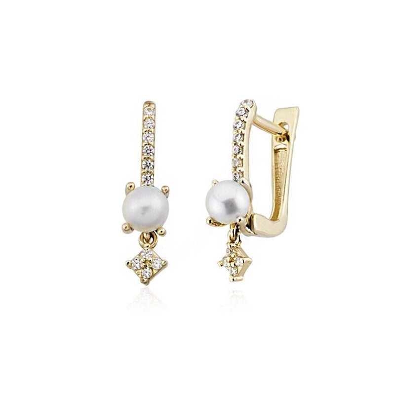 14K Yellow Gold Rouen Pearl Earrings