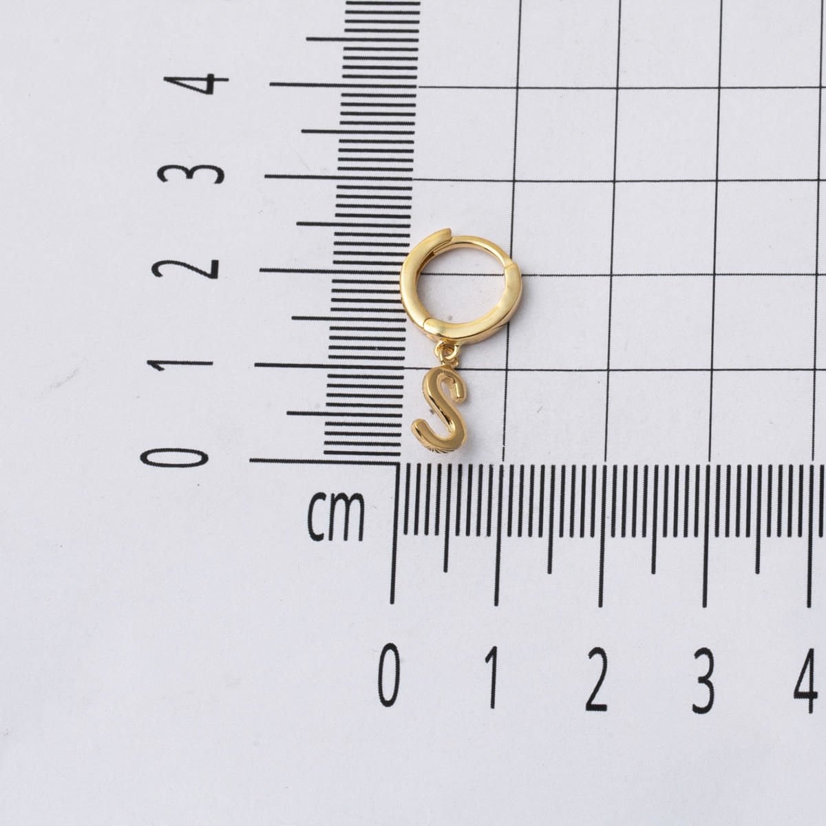 14K Yellow Gold S Initial Hoop Earrings