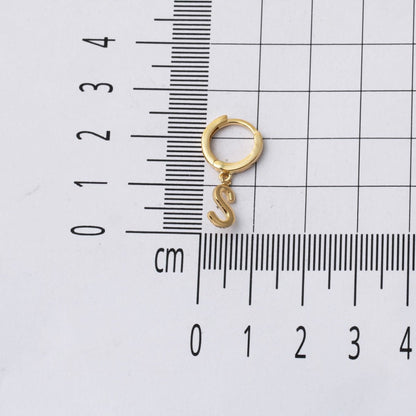 14K Yellow Gold S Initial Hoop Earrings