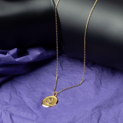 14K Yellow Gold Oval S Initial Necklace