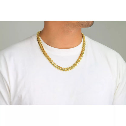 10K Yellow Gold Miami Cuban 7.5mm Royal Monaco Curb Link Chain Necklace 18"- 30"