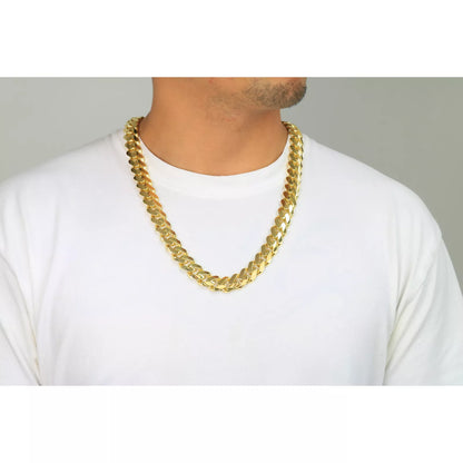 10K Yellow Gold Miami Cuban 15mm Royal Monaco Curb Link Chain Necklace 20"- 30"