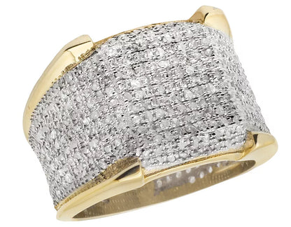 Men's Pave Natural Diamond Pinky Ring Band 1.0ct 15MM in 10K Yellow or White Gold