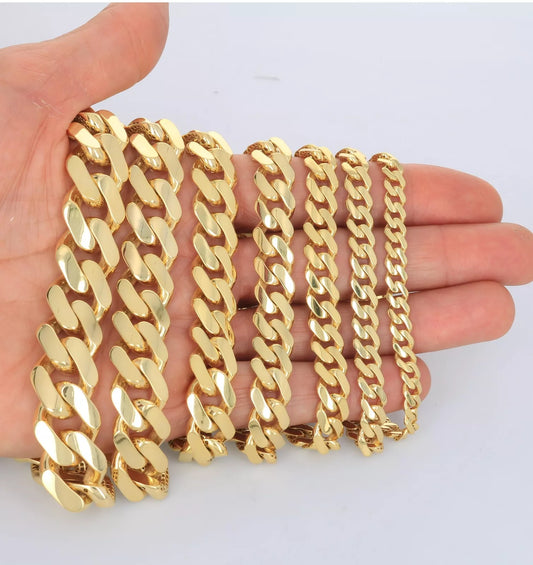 10K Yellow Gold Miami Cuban Royal Monaco Chain Bracelet 5mm-20mm 6" 7" 8" 9"