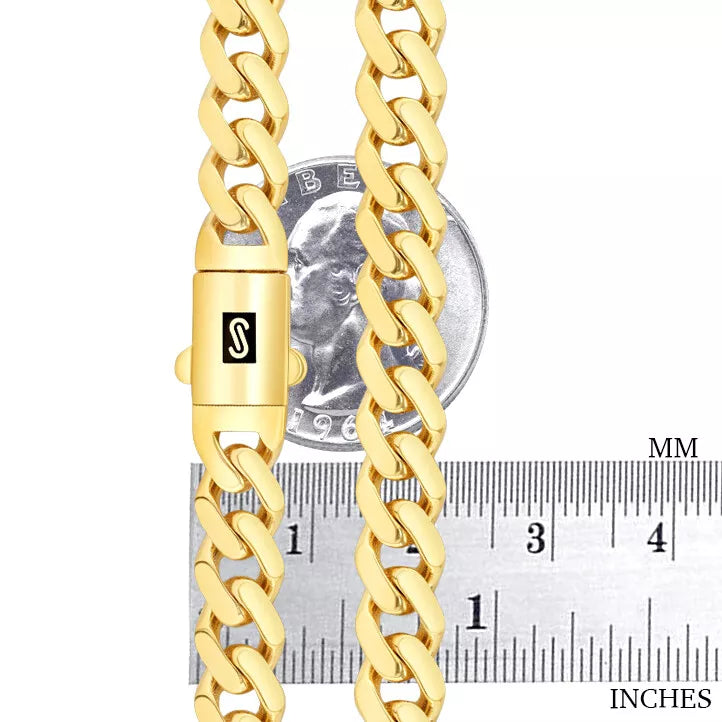 10K Yellow Gold Miami Cuban 7.5mm Royal Monaco Chain Bracelet 7" 7.5" 8" 8.5" 9"