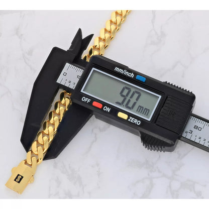 10k Yellow Gold Royal Monaco Miami Cuban Link 9mm Chain Bracelet w Box Clasp 9"