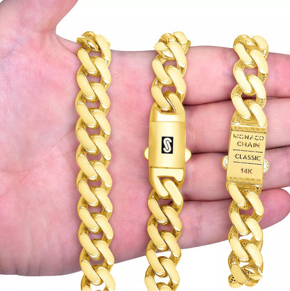 10k Yellow Gold Royal Monaco Miami Cuban Link Curb 15mm Mens Chain Necklace 26"