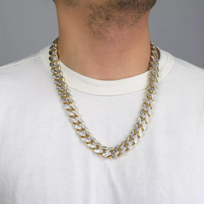 10k Yellow Gold Monaco Miami Cuban Diamond Cut Pave 7.5mm Chain Necklace 18"