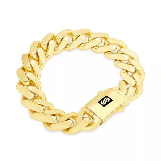 10k Yellow Gold Royal Monaco Miami Cuban Link 7.5mm Chain Bracelet Box Clasp 9"