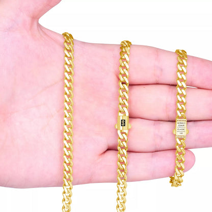 14k Yellow Gold Royal Monaco Miami Cuban Link 5mm Chain Bracelet Box Clasp 8.5"
