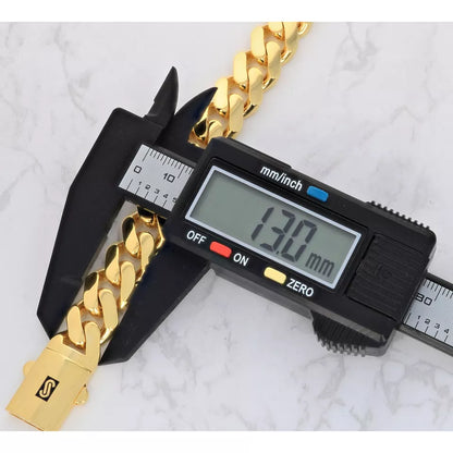 14k Yellow Gold Royal Monaco Miami Cuban Link 13mm Chain Bracelet w Box Clasp 8"