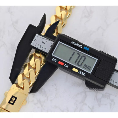 10k Yellow Gold Royal Monaco Miami Cuban Link 17mm Chain Bracelet w Box Clasp 8"