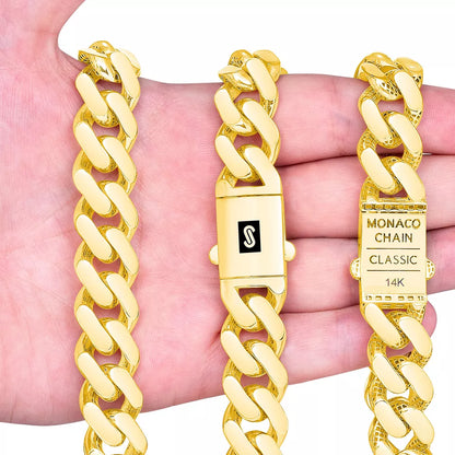 10k Yellow Gold Royal Monaco Miami Cuban Link 9mm Chain Bracelet Box Clasp 8.5"