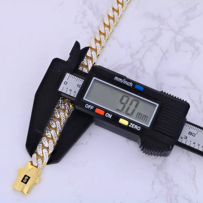 10k Yellow Gold 9mm Monaco Miami Cuban Link Diamond Cut Pave Chain Bracelet 9"