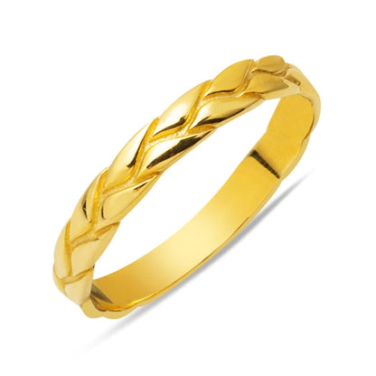 14K Yellow Gold Minimalist Braided Ring