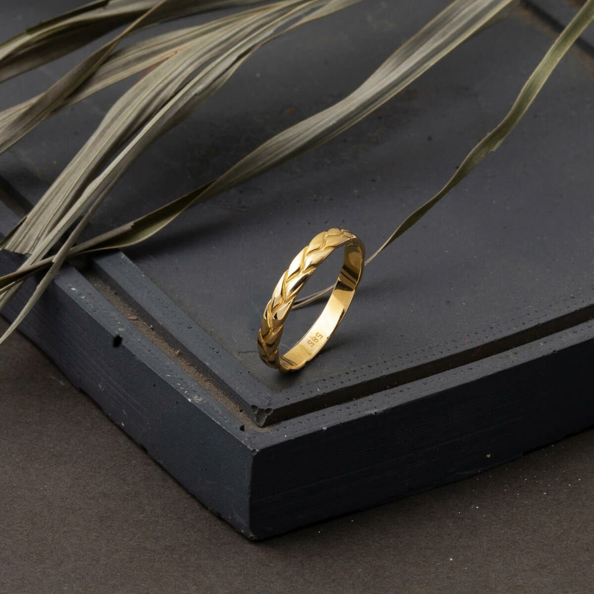 14K Yellow Gold Minimalist Braided Ring