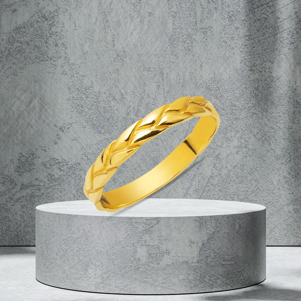 14K Yellow Gold Minimalist Braided Ring