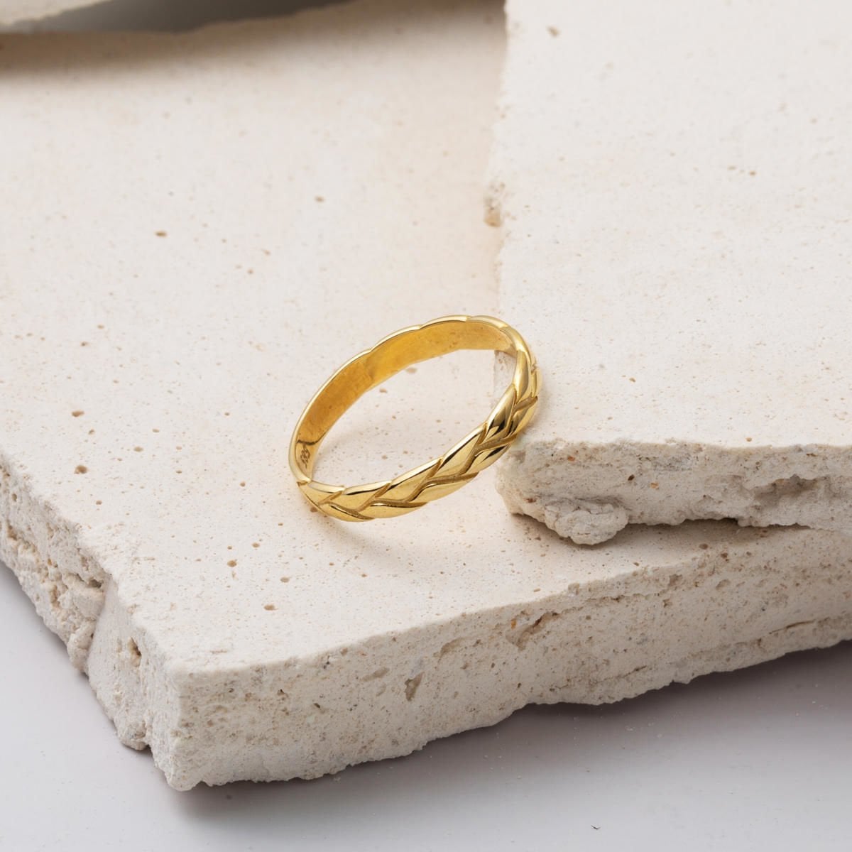 14K Yellow Gold Minimalist Braided Ring