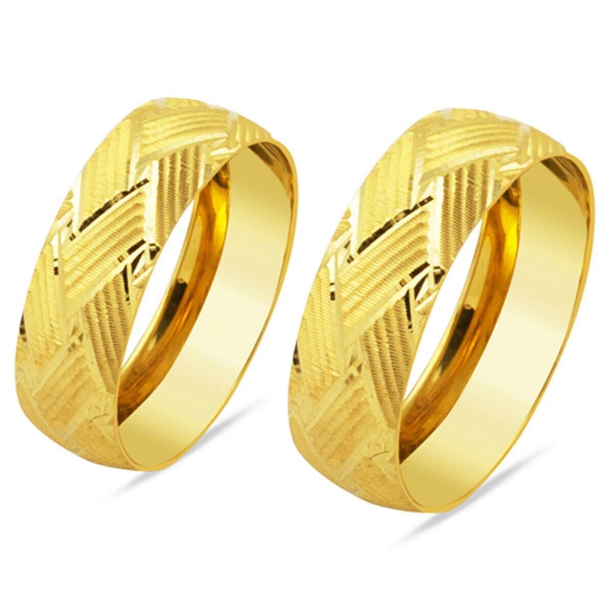 14K Yellow Gold Braided Wedding Band Set