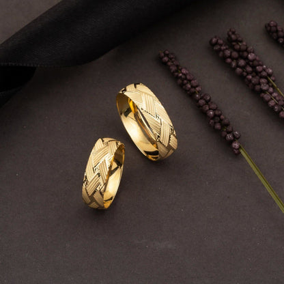14K Yellow Gold Braided Wedding Band Set