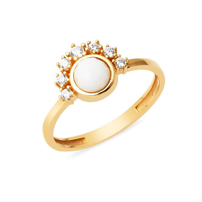 14K Yellow Gold Dawn Time Cubic Zirconia Ring