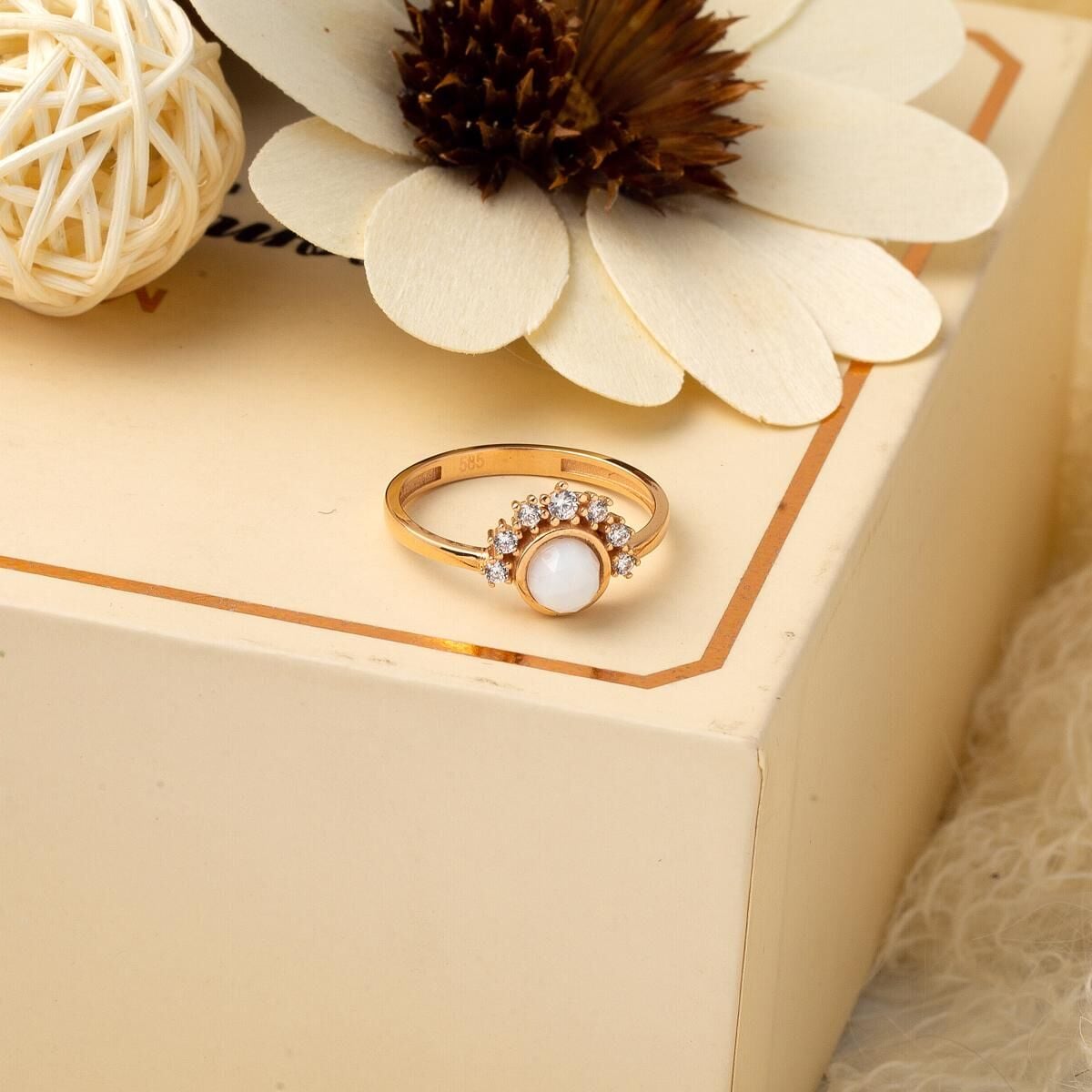 14K Yellow Gold Dawn Time Cubic Zirconia Ring
