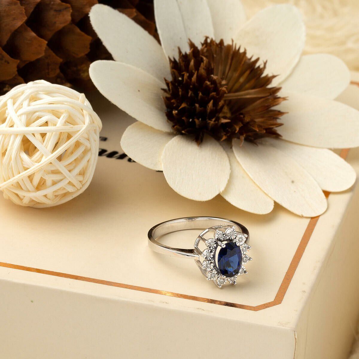 14K White Gold Diamond and Sapphire 3-Piece Set