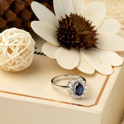 14K White Gold Diamond and Sapphire 3-Piece Set